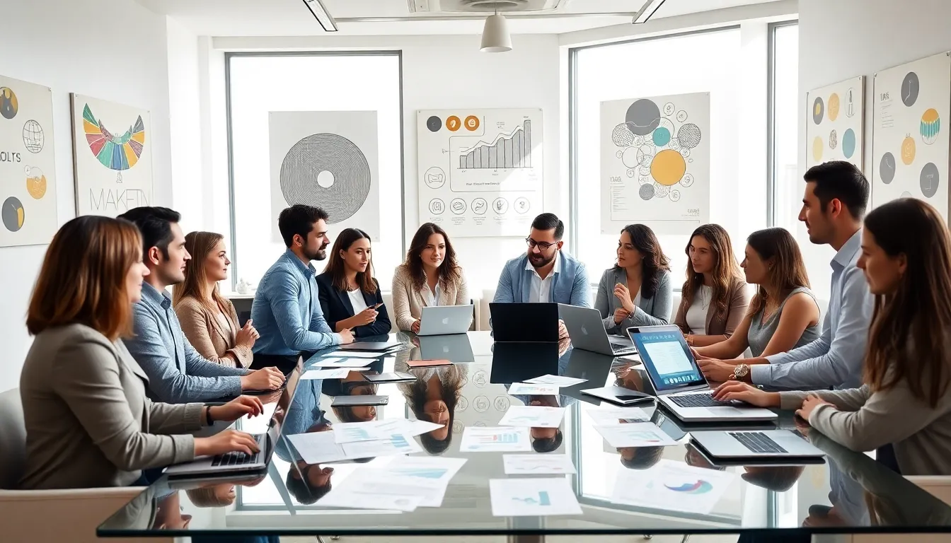 diverse marketing team discussing the significance of a unique number.